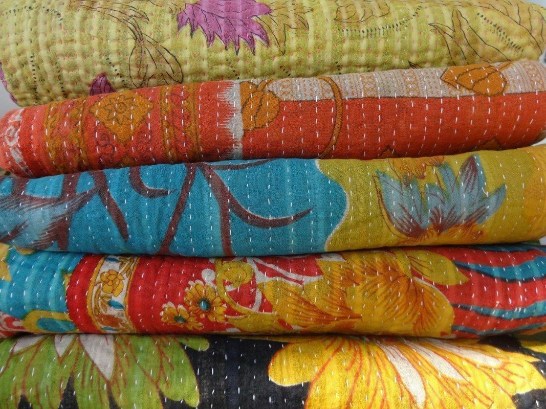 Wholesale Lot Cotton Vintage Gudri Quilt Handmade Ralli Sari Gudri Blanket Quilt